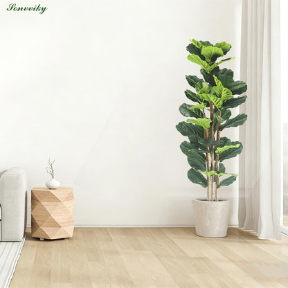Artificial Fiddle Leaf Fig Tree 5ft - Fig Tree Artificial,Faux Fiddle Leaf Fig Tree with Realistic Resin Trunk & Stable Planter, Artificial Fig Tree Plant for Home Office Decor, Artificial Ficus Tree