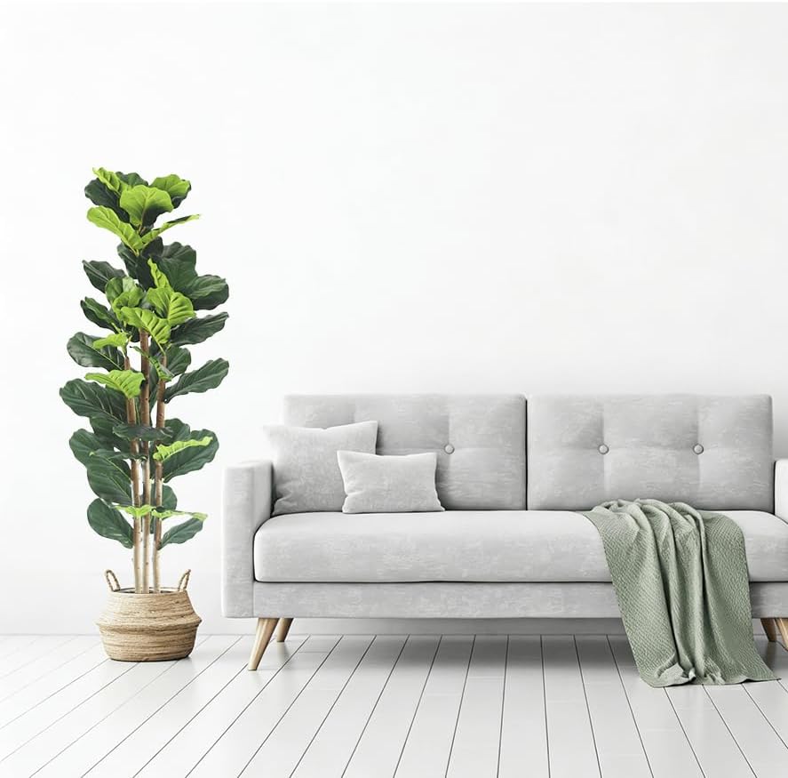 Artificial Fiddle Leaf Fig Tree 5ft - Fig Tree Artificial,Faux Fiddle Leaf Fig Tree with Realistic Resin Trunk & Stable Planter, Artificial Fig Tree Plant for Home Office Decor, Artificial Ficus Tree