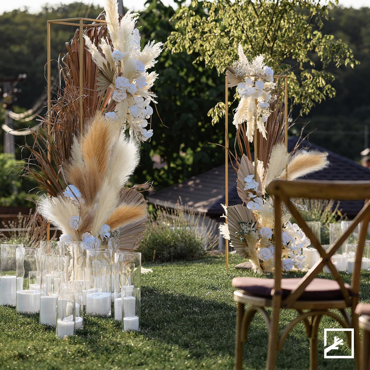 Faux Pampas Grass Decor 17" Handmade Flower Boho Decor Beige