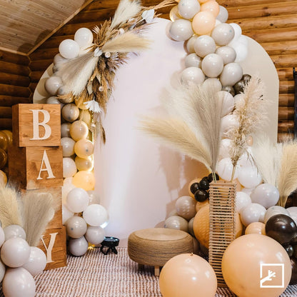 Faux Pampas Grass Decor 17" Handmade Flower Boho Decor Beige