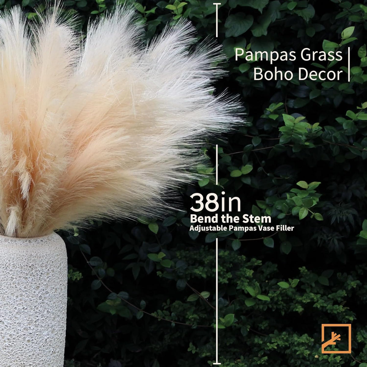 Faux Pampas Grass Decor 17" Handmade Flower Boho Decor Beige