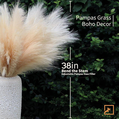 Faux Pampas Grass Decor 17" Handmade Flower Boho Decor Beige