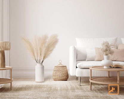 Faux Pampas Grass Decor 17" Handmade Flower Boho Decor Beige