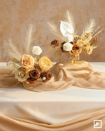 Faux Pampas Grass Decor 17" Handmade Flower Boho Decor Beige