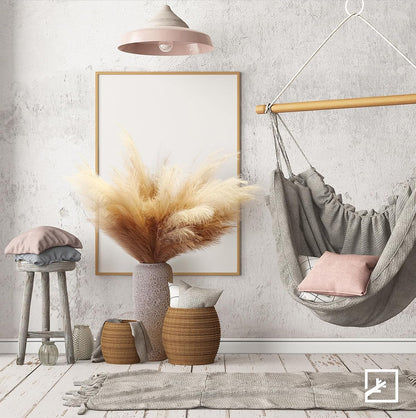 Faux Pampas Grass Decor 17" Handmade Flower Boho Decor Beige
