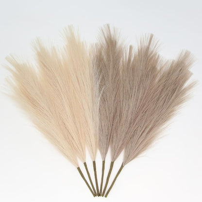 Faux Pampas Grass Decor 17" Handmade Flower Boho Decor Beige