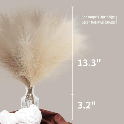 Faux Pampas Grass Decor 17" Handmade Flower Boho Decor Beige