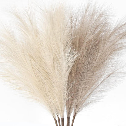 Faux Pampas Grass Decor 17" Handmade Flower Boho Decor Beige