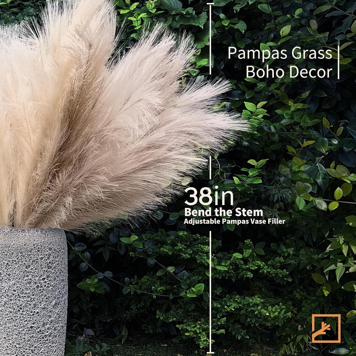 Faux Pampas Grass Decor 17" Handmade Flower Boho Decor Beige
