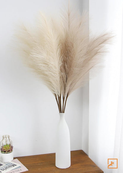 Faux Pampas Grass Decor 17" Handmade Flower Boho Decor Beige