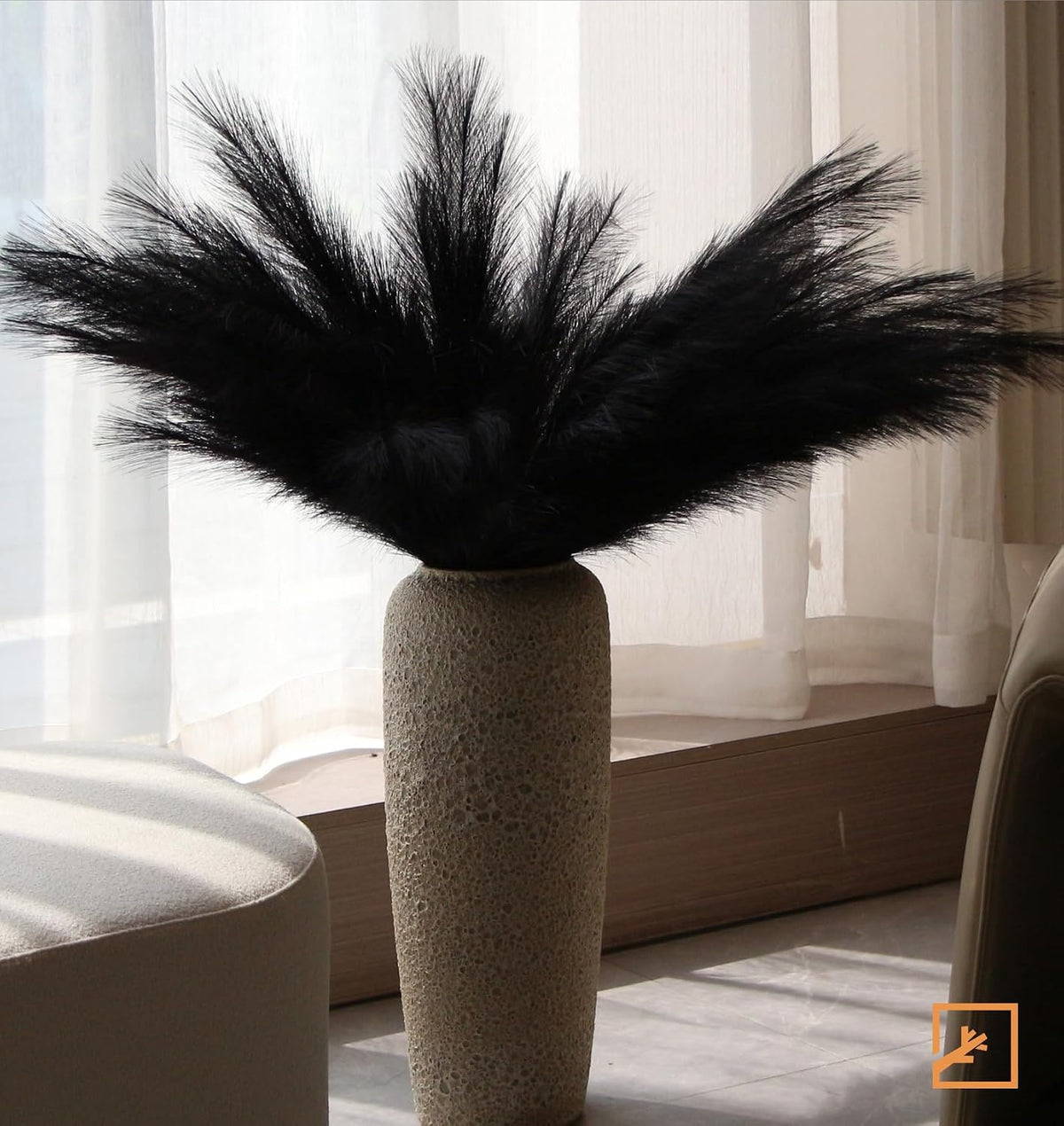 Faux Pampas Grass Decor 17" Handmade Flower Boho Decor Beige