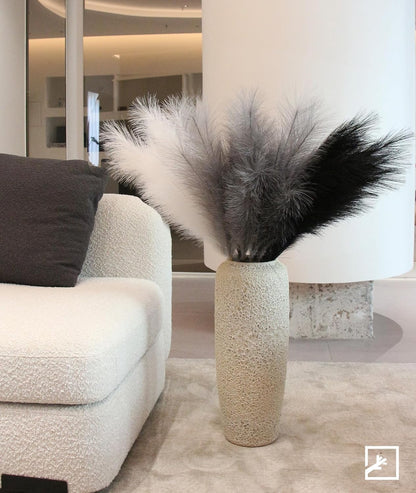 Faux Pampas Grass Decor 17" Handmade Flower Boho Decor Beige