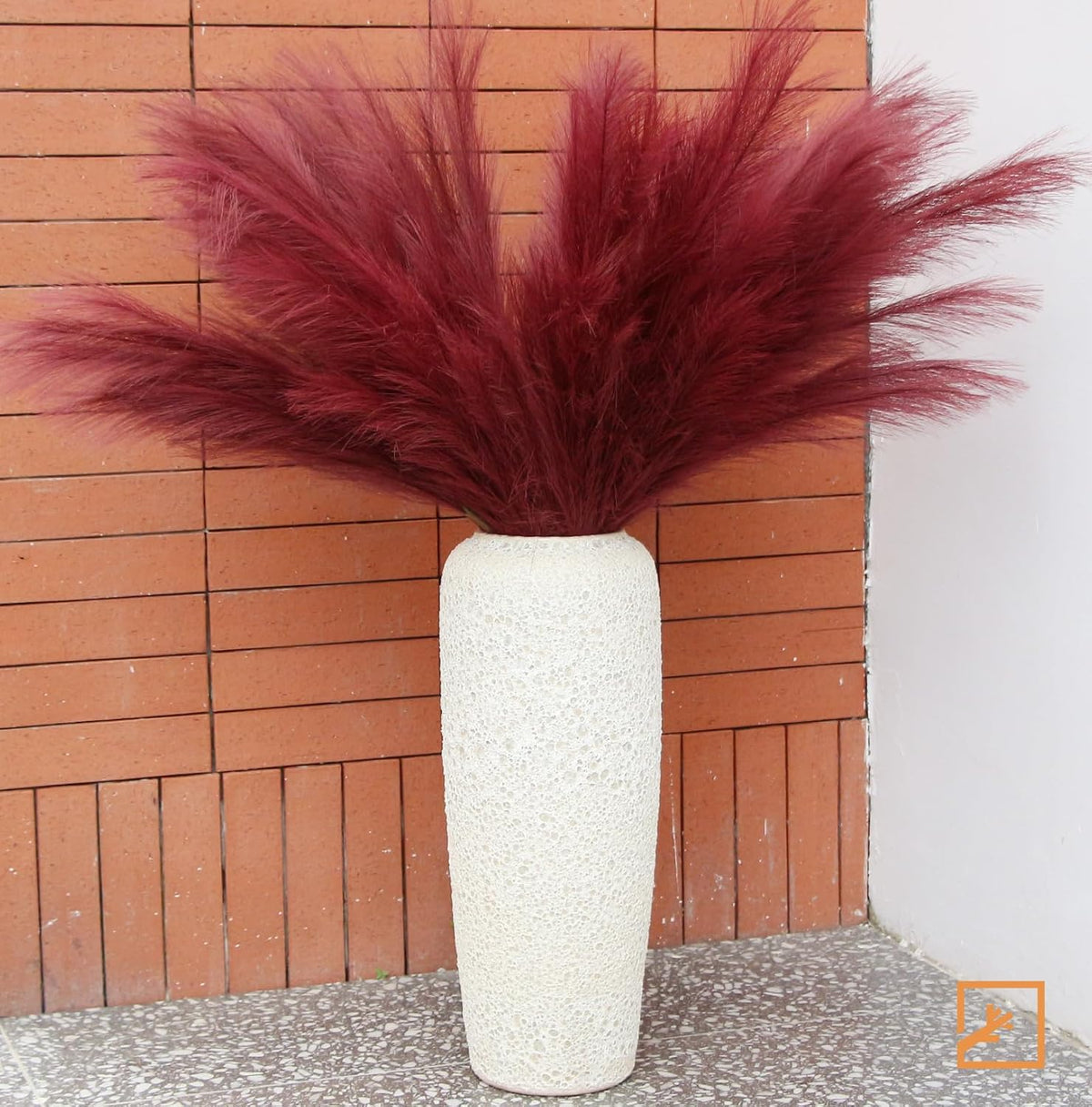 Faux Pampas Grass Decor 17" Handmade Flower Boho Decor Beige