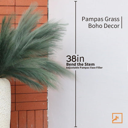 Faux Pampas Grass Decor 17" Handmade Flower Boho Decor Beige