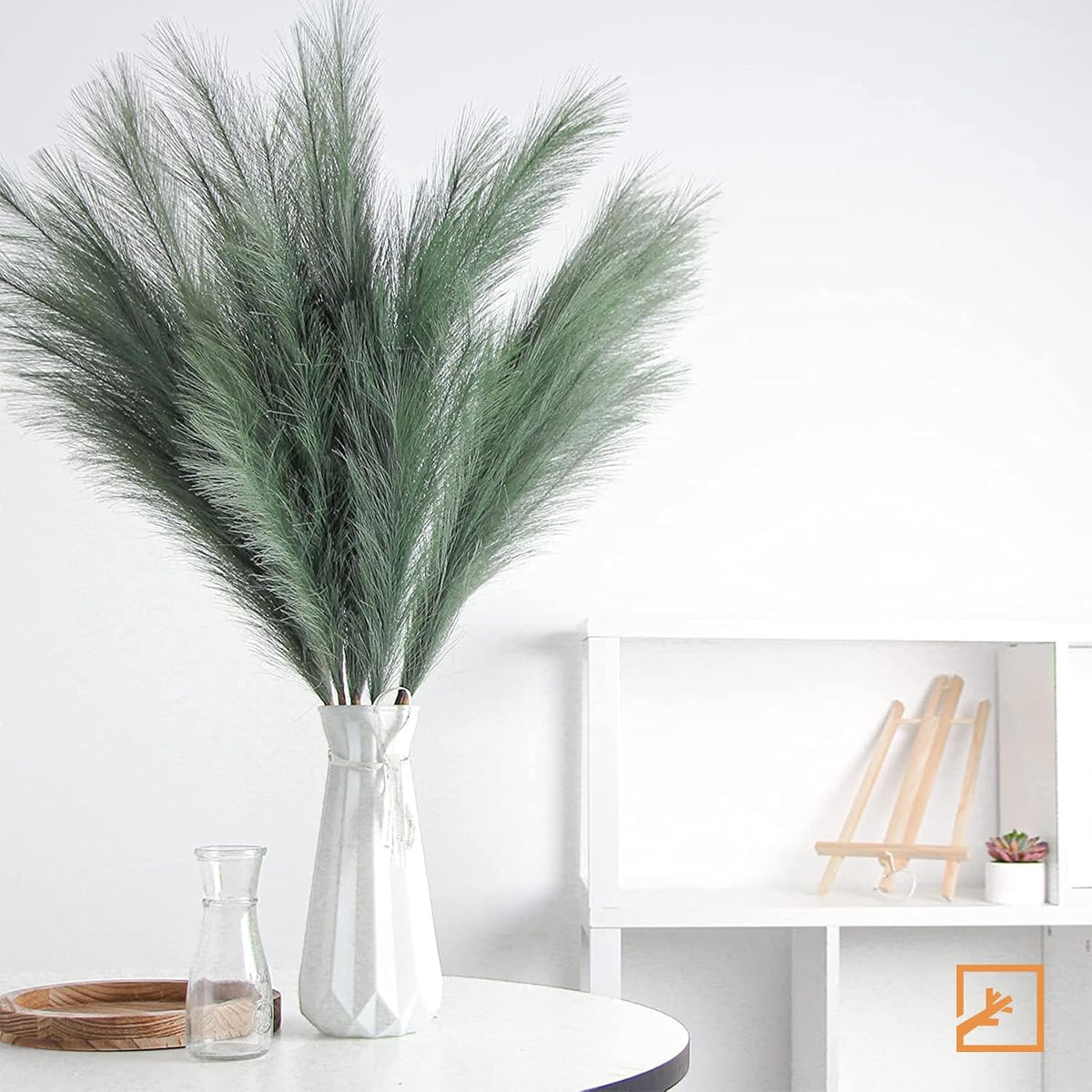 Faux Pampas Grass Decor 17" Handmade Flower Boho Decor Beige