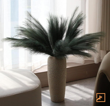 Faux Pampas Grass Decor 17" Handmade Flower Boho Decor Beige