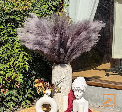 Faux Pampas Grass Decor 17" Handmade Flower Boho Decor Beige