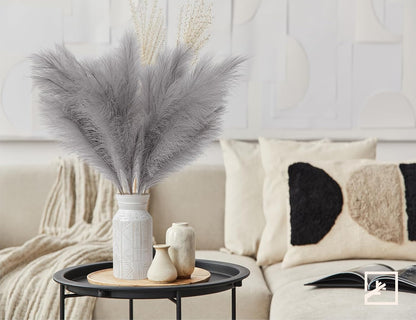Faux Pampas Grass Decor 17" Handmade Flower Boho Decor Beige
