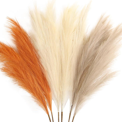 Faux Pampas Grass Decor 17" Handmade Flower Boho Decor Beige