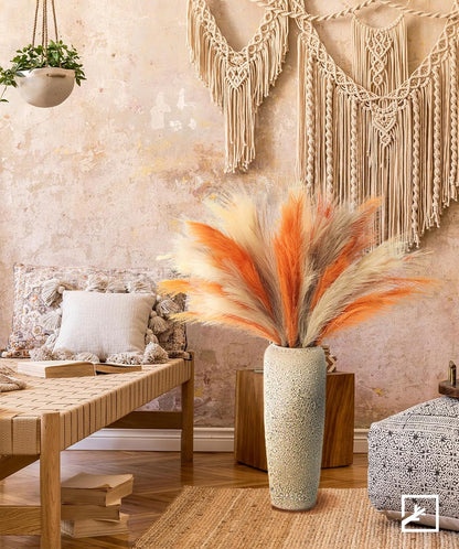 Faux Pampas Grass Decor 17" Handmade Flower Boho Decor Beige