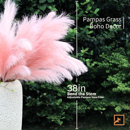 Faux Pampas Grass Decor 17" Handmade Flower Boho Decor Beige