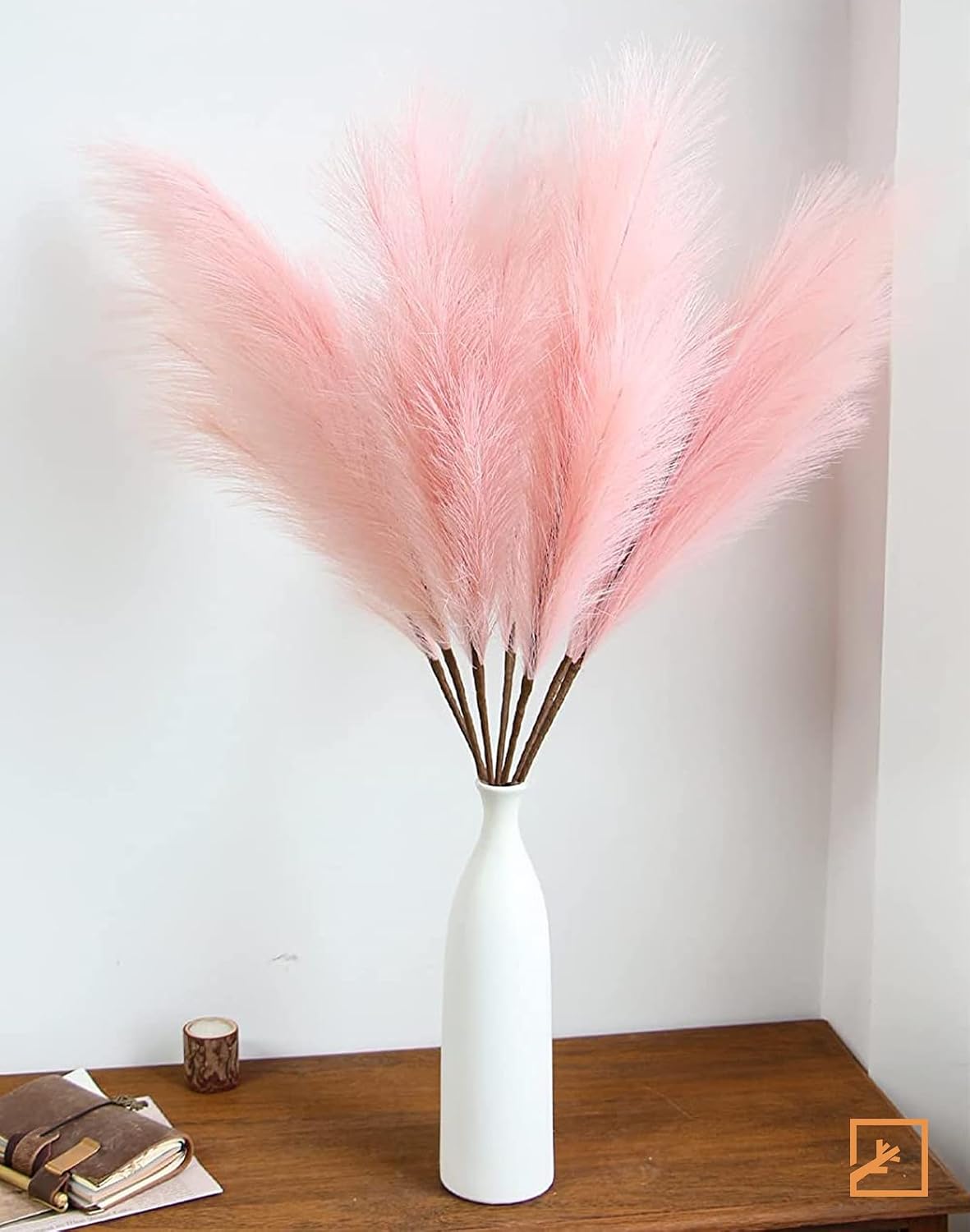 Faux Pampas Grass Decor 17" Handmade Flower Boho Decor Beige