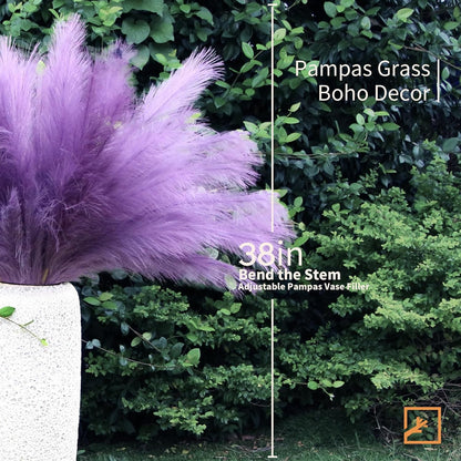 Faux Pampas Grass Decor 17" Handmade Flower Boho Decor Beige