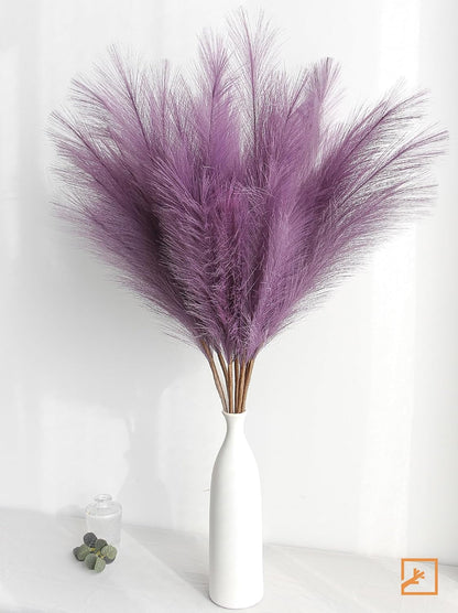Faux Pampas Grass Decor 17" Handmade Flower Boho Decor Beige
