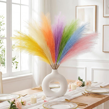 Faux Pampas Grass Decor 17" Handmade Flower Boho Decor Beige