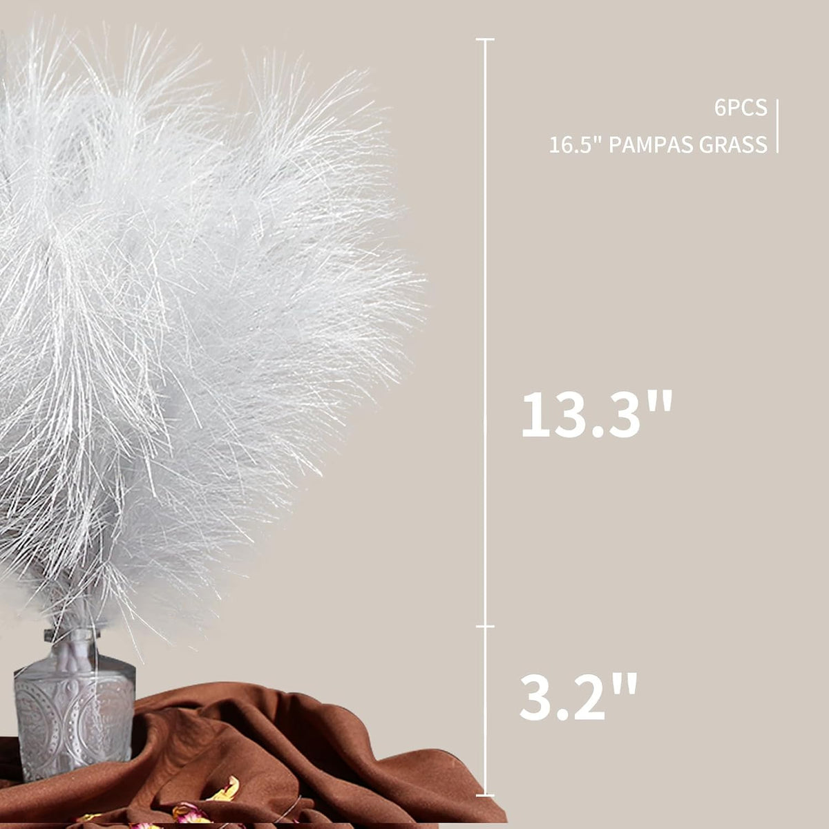 Faux Pampas Grass Decor 17" Handmade Flower Boho Decor Beige