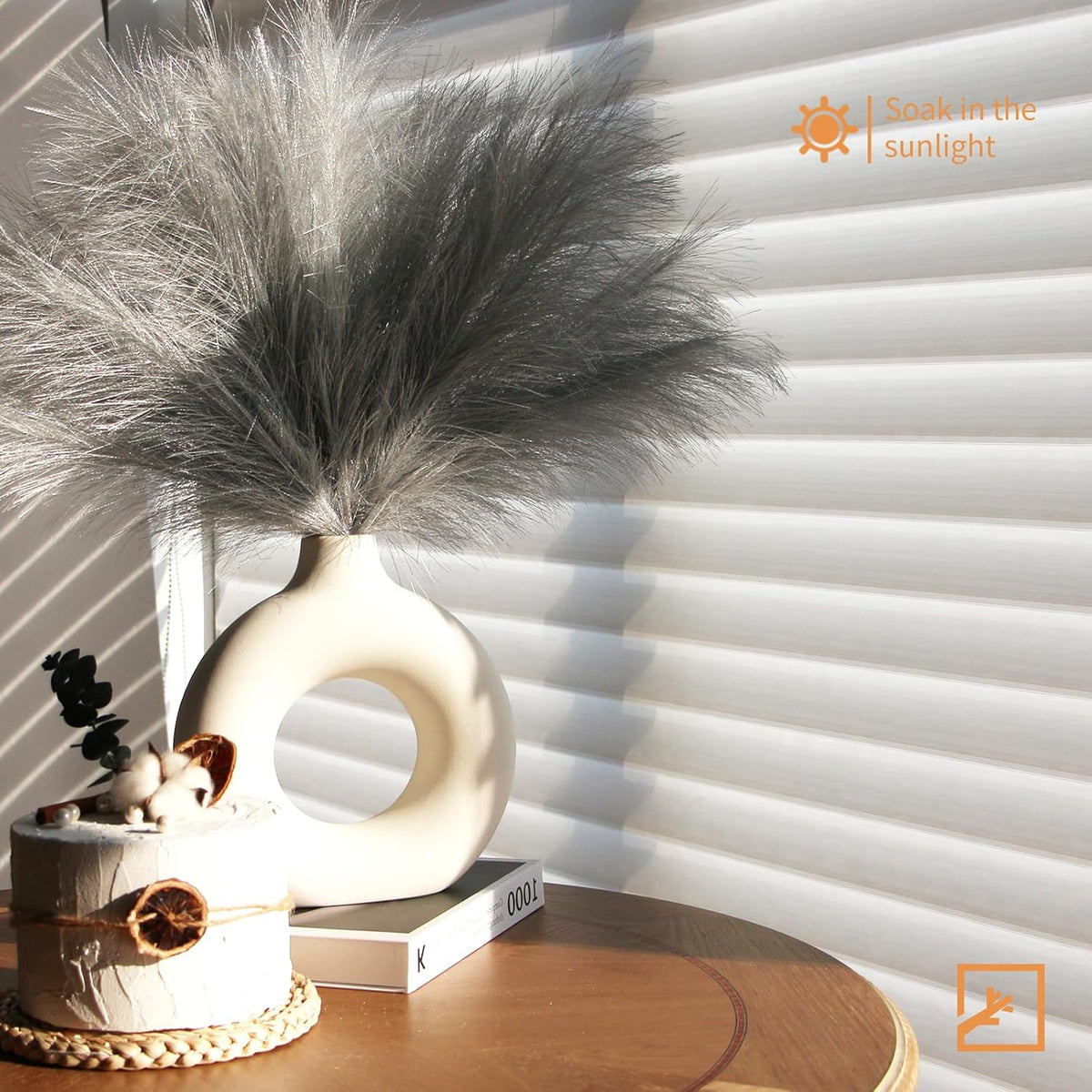 Faux Pampas Grass Decor 17" Handmade Flower Boho Decor Beige
