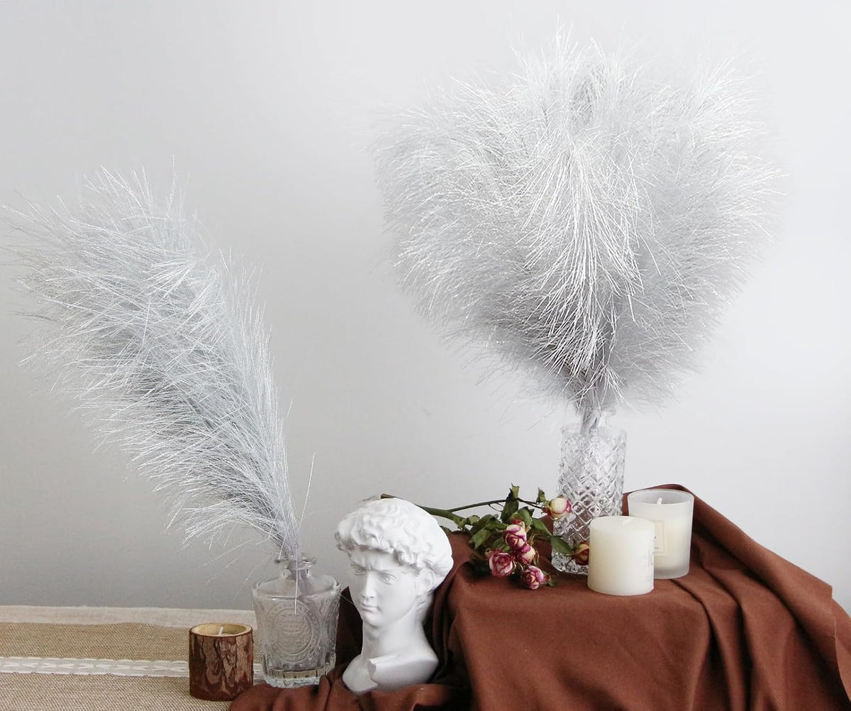 Faux Pampas Grass Decor 17" Handmade Flower Boho Decor Beige