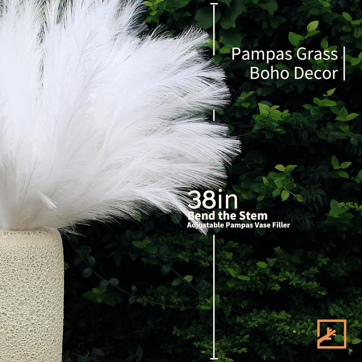 Faux Pampas Grass Decor 17" Handmade Flower Boho Decor Beige