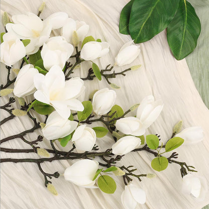 6 Pack Faux Magnolia Stems for Vase, 22" Artificial White Magnolia Flowers Elegant Fake Magnolia Branches for Table Centerpieces Decor, Wedding, Living Room Home Decoration