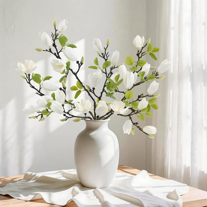 6 Pack Faux Magnolia Stems for Vase, 22" Artificial White Magnolia Flowers Elegant Fake Magnolia Branches for Table Centerpieces Decor, Wedding, Living Room Home Decoration