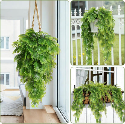 3Pc Artificial Hanging Palm Leaves 29.5In Plastic Monstera Plants