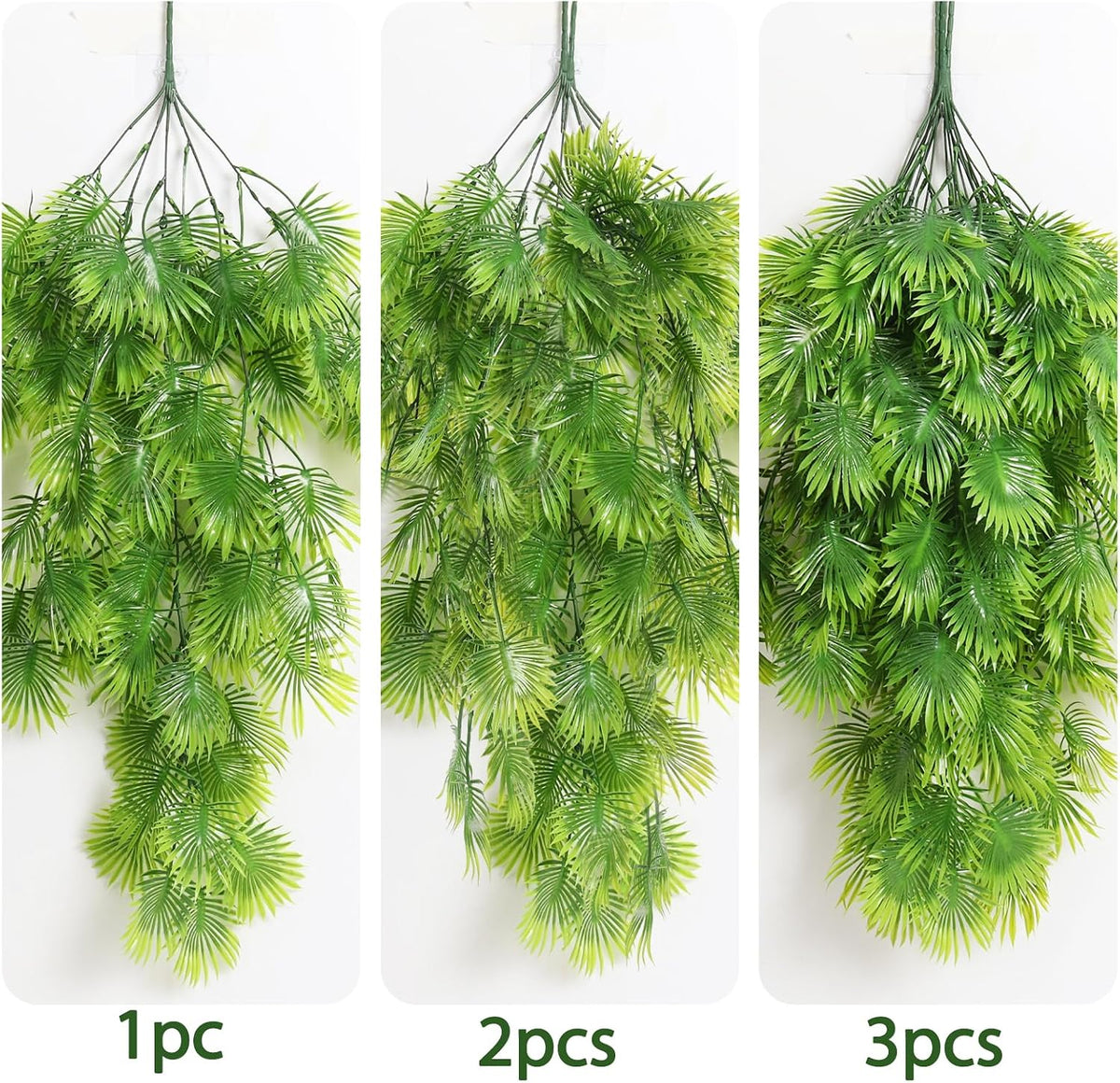 3Pc Artificial Hanging Palm Leaves 29.5In Plastic Monstera Plants