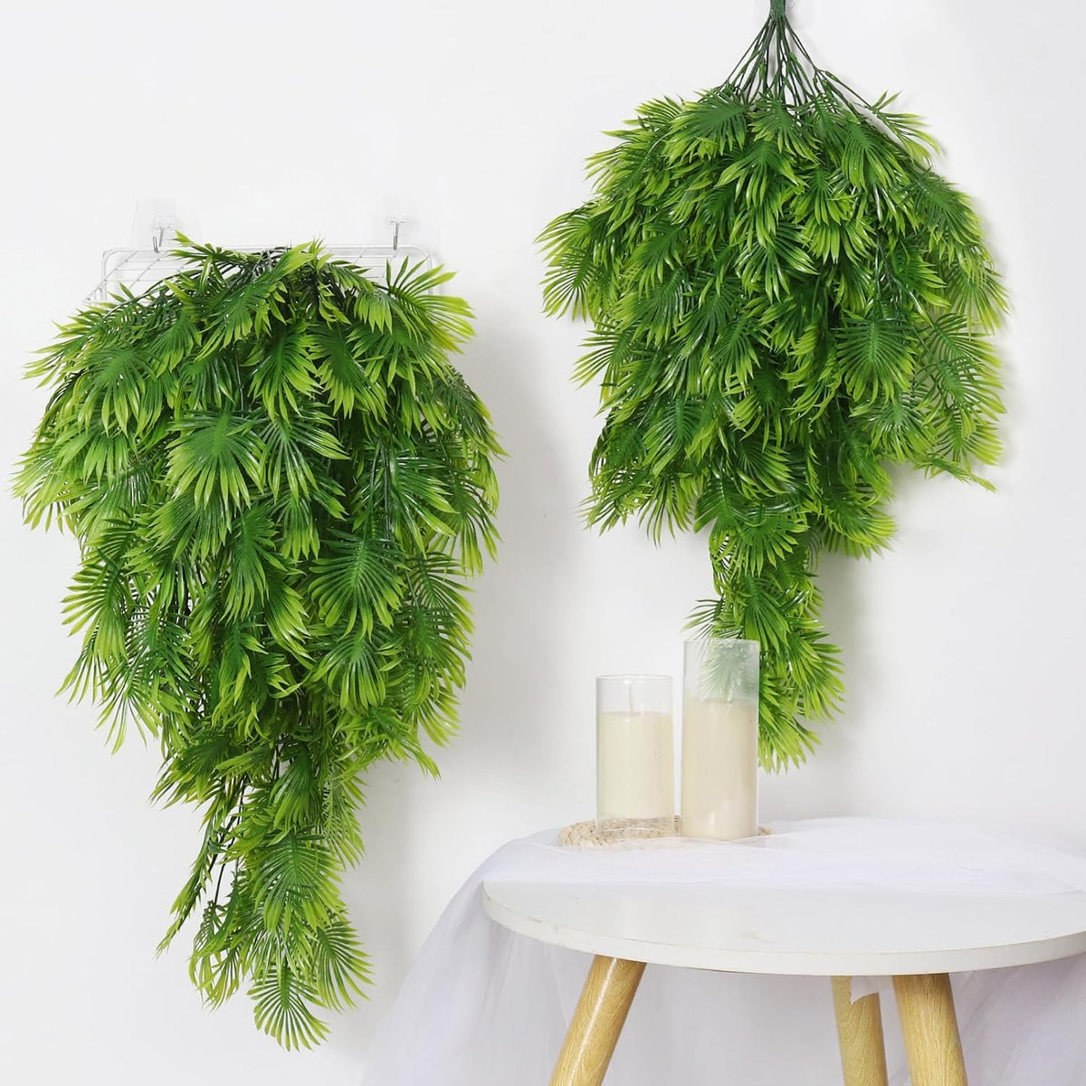 3Pc Artificial Hanging Palm Leaves 29.5In Plastic Monstera Plants
