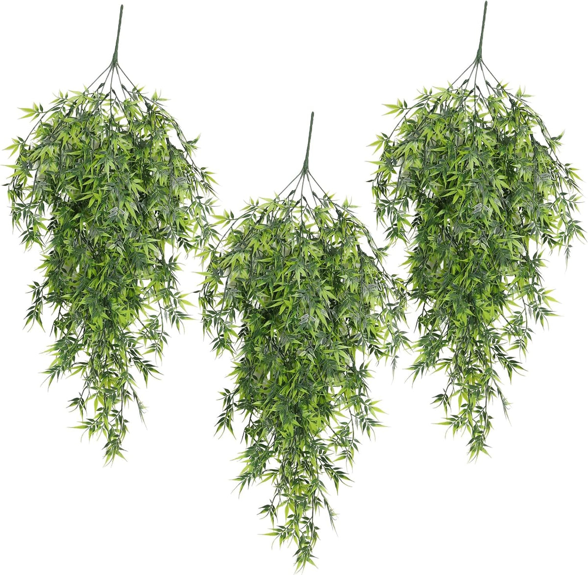 3Pc Artificial Hanging Palm Leaves 29.5In Plastic Monstera Plants