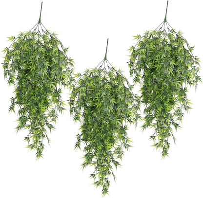 3Pc Artificial Hanging Palm Leaves 29.5In Plastic Monstera Plants