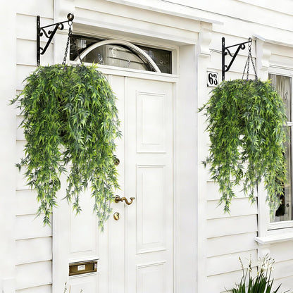 3Pc Artificial Hanging Palm Leaves 29.5In Plastic Monstera Plants