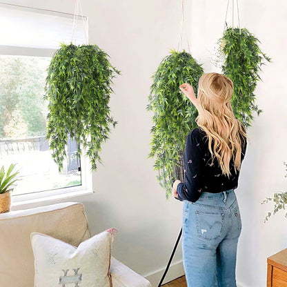 3Pc Artificial Hanging Palm Leaves 29.5In Plastic Monstera Plants