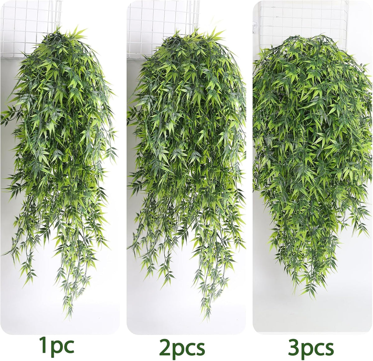 3Pc Artificial Hanging Palm Leaves 29.5In Plastic Monstera Plants