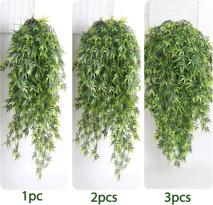 3Pc Artificial Hanging Palm Leaves 29.5In Plastic Monstera Plants