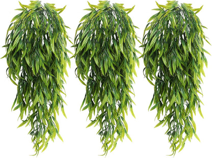 3Pc Artificial Hanging Palm Leaves 29.5In Plastic Monstera Plants