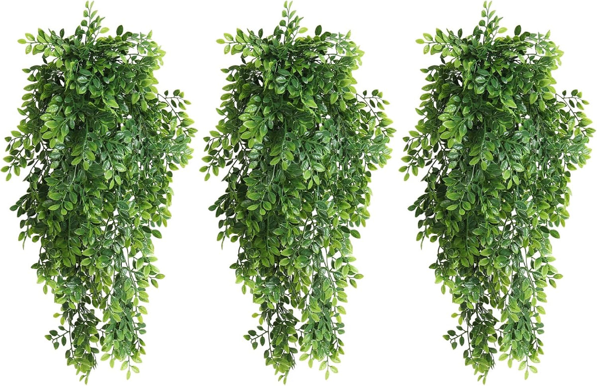 3Pc Artificial Hanging Palm Leaves 29.5In Plastic Monstera Plants