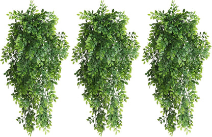 3Pc Artificial Hanging Palm Leaves 29.5In Plastic Monstera Plants