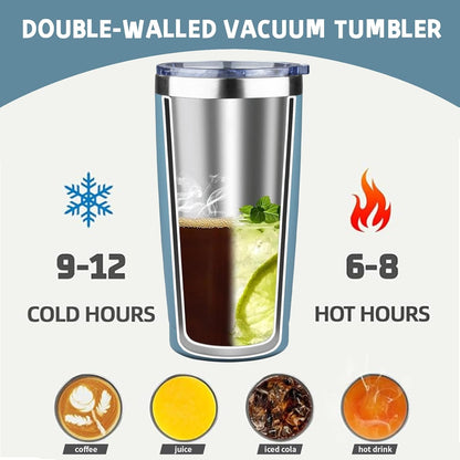 20 oz Tumbler with Lids and Straws, Stainless Steel Insulated Coffee Tumbler, Double Wall Vacuum Insulated Travel Mug Cup, Leakproof Thermal Coffee Cup for Hot and Cold Drinks (Yellow)