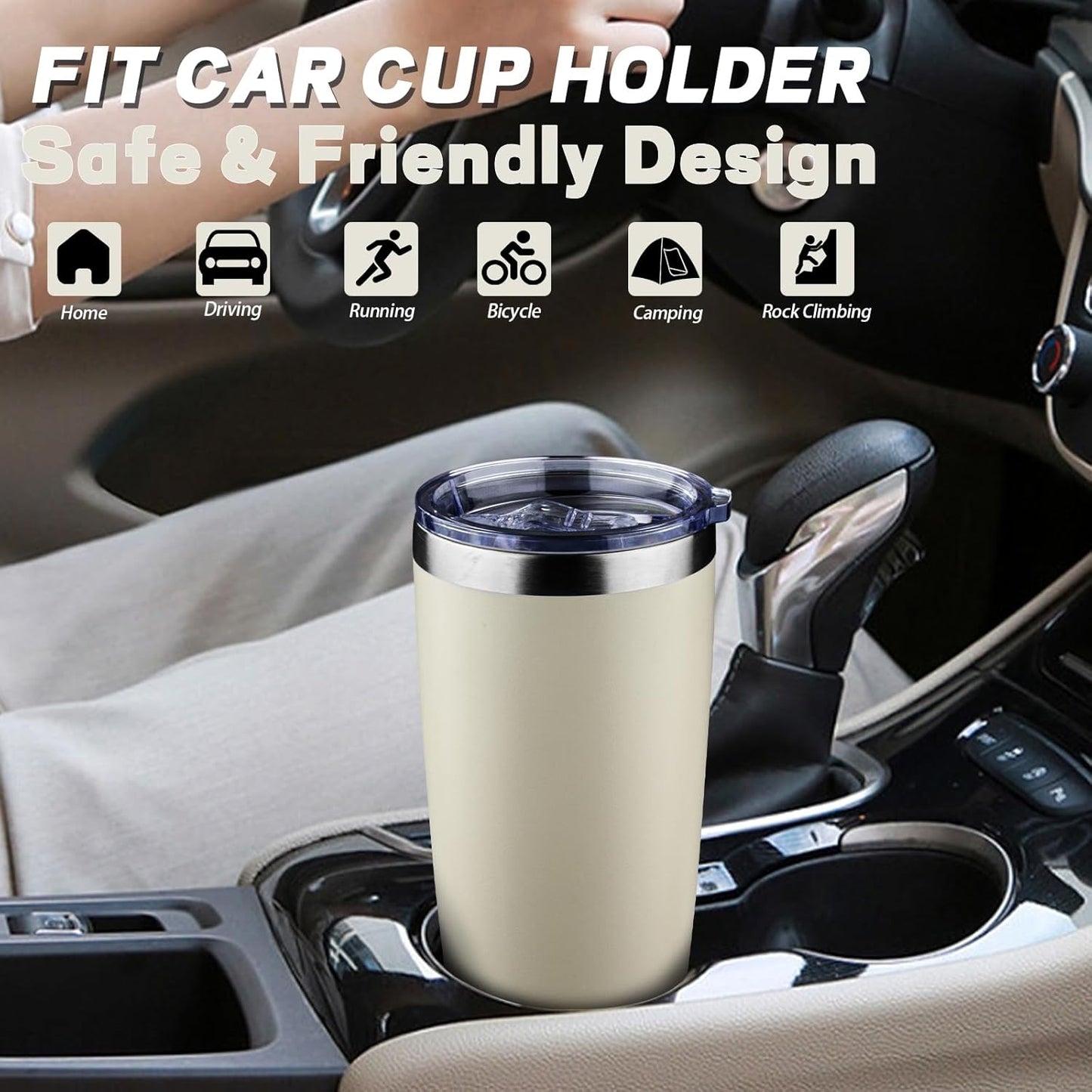 20 oz Tumbler with Lids and Straws, Stainless Steel Insulated Coffee Tumbler, Double Wall Vacuum Insulated Travel Mug Cup, Leakproof Thermal Coffee Cup for Hot and Cold Drinks (Yellow)