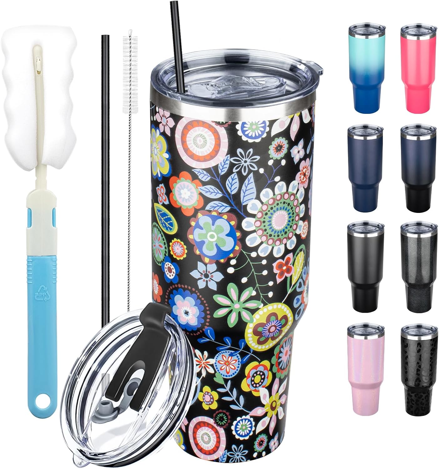 20 oz Tumbler with Lids and Straws, Stainless Steel Insulated Coffee Tumbler, Double Wall Vacuum Insulated Travel Mug Cup, Leakproof Thermal Coffee Cup for Hot and Cold Drinks (Yellow)